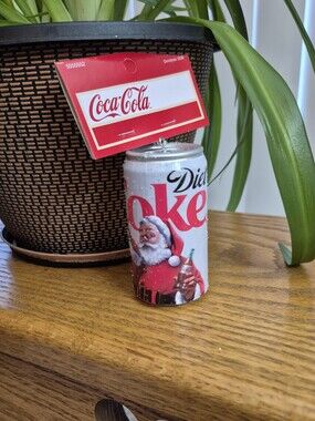 Coca Cola Diet Coke Santa Holiday Can Ornament - Red, White. NEW WITH TAGS